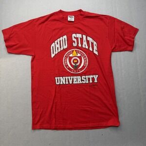Vintage 90s Ohio State University TShirt Large Red PowerPro Oneita USA Made Crew